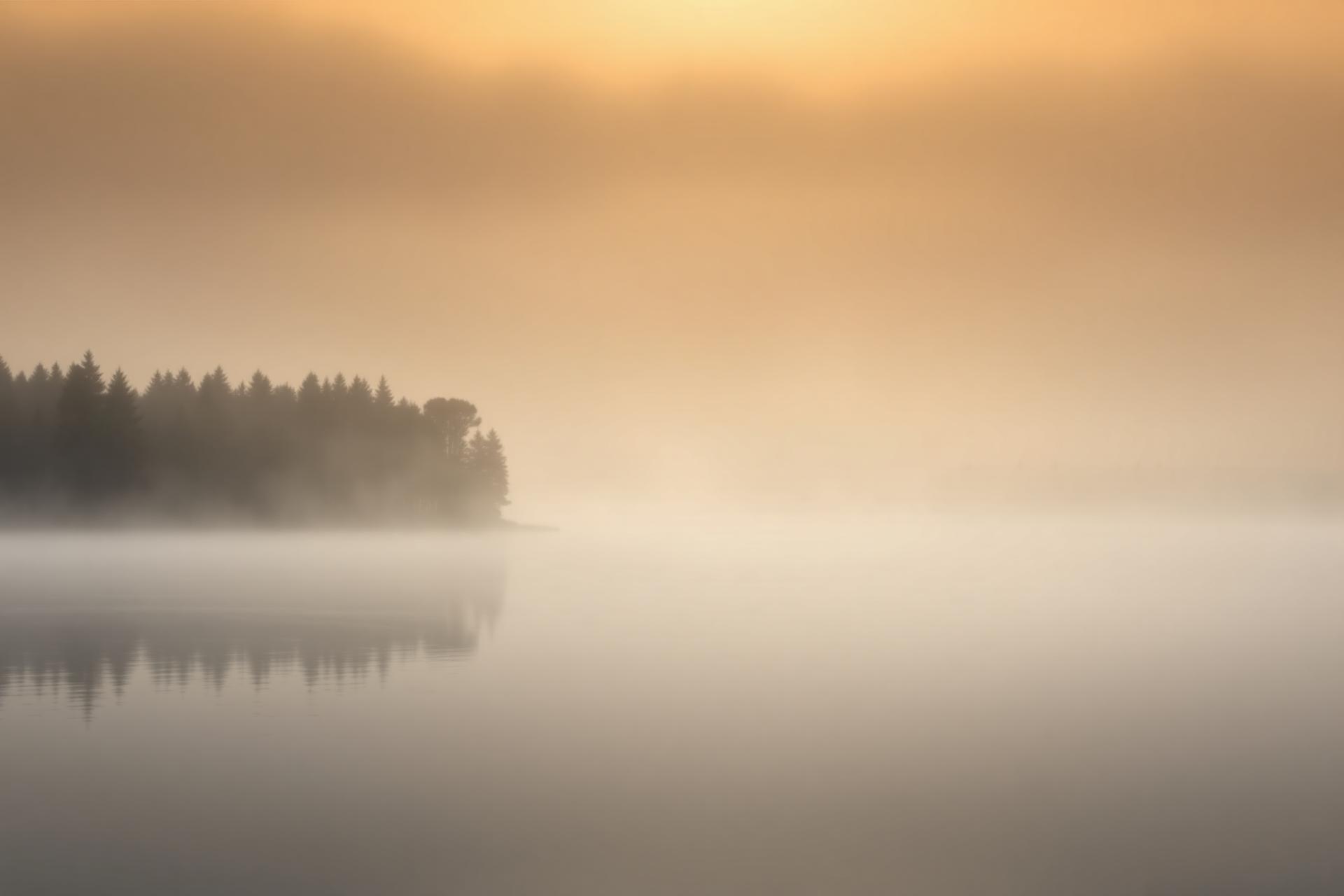 Misty lake at dawn